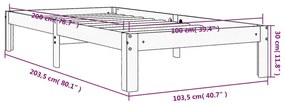 Σκελετός Κρεβ. Χωρίς Στρώμα Καφέ Κεριού 100x200 εκ Μασίφ Πεύκο - Καφέ