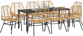 vidaXL Σέτ φαγητού για κήπο 9 pcs Καφέ συνθετικό ρατάν