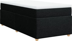 vidaXL Κρεβάτι Boxspring με Στρώμα Μαύρο 90x200 εκ. Υφασμάτινο
