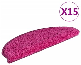 vidaXL Πατάκια Σκάλας Μοκέτα 15 τεμ. Ροζ 65 x 21 x 4 εκ.