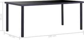vidaXL Τραπεζαρία Μαύρη 180 x 90 x 75 εκ. από Ψημένο Γυαλί
