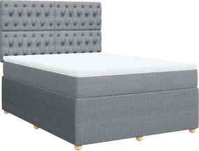 vidaXL Κρεβάτι Boxspring με Στρώμα Ανοιχτό Γκρι 140x200 εκ. Υφασμάτινο