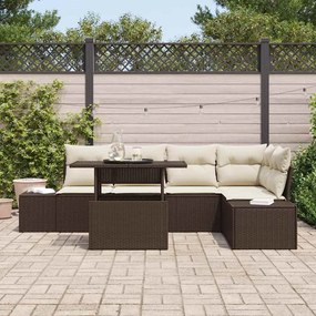 vidaXL Σετ Καναπέ Κήπου με μαξιλάρι 6 pcs Καφέ Πολυ ράταν