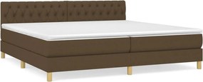 vidaXL Κρεβάτι Boxspring με Στρώμα Σκούρο Καφέ 200x200 εκ. Υφασμάτινο