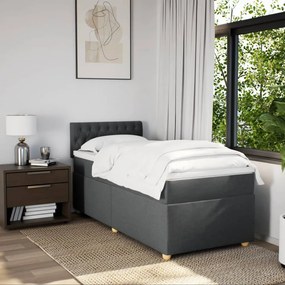 vidaXL Κρεβάτι Boxspring με Στρώμα Σκούρο Γκρι 100x200 εκ. Υφασμάτινο