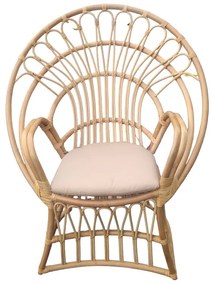 Πολυθρόνα Boloni Inart με μπεζ μαξιλάρι-φυσικό rattan 100x67x120εκ