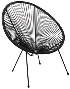 ACAPULCO Πολυθρόνα Μέταλλο Βαφή Μαύρο, Plastic Rattan Μαύρο 73x76x89cm Ε245,2