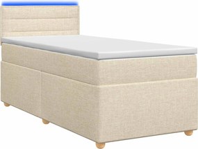 vidaXL Κρεβάτι box spring με στρώμα Κρεμ 100 x 200 cm Ύφασμα