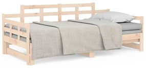 Καναπές Κρεβάτι Συρόμενος 2x(80x200) εκ. από Μασίφ Ξύλο Πεύκου - Καφέ