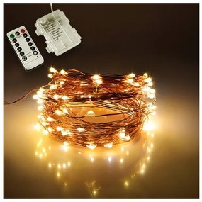 Διακοσμητική Γιρλάντα 10m 100 LED 3000K Ασύρ Χειριστήριο 79780 Globostar-79780-Χάλκινο 79780