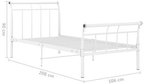 vidaXL Πλαίσιο Κρεβατιού Λευκό 100 x 200 εκ. Μεταλλικό
