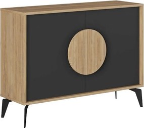 Μπουφές Gora Megapap χρώμα sapphire oak - silky black 110x40x82εκ.