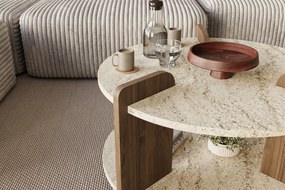 Τραπεζάκι Σαλονιού Τραβερτίνη / Καρυδί IMEDRA 70x70x45