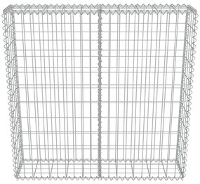 Συρματοκιβώτιο Τοίχος 100x20x100 εκ. Γαλβαν.Χάλυβας + Καλύμματα - Ασήμι