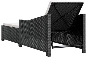 vidaXL Ξαπλώστρα Μαύρη από Συνθετικό Ρατάν με Λευκό Κρεμ Μαξιλάρι