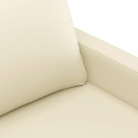 Καναπές Τριθέσιος Κρεμ 180 εκ. από Συνθετικό Δέρμα - Κρεμ