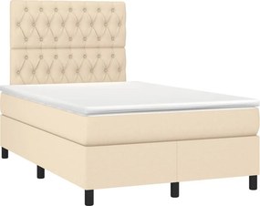 vidaXL Κρεβάτι Boxspring με Στρώμα Κρεμ 120x190 εκ. Υφασμάτινο