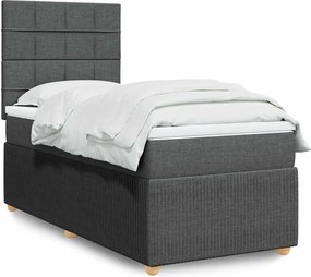 vidaXL Κρεβάτι Boxspring με Στρώμα Σκούρο Γκρι 100x200 εκ. Υφασμάτινο