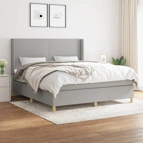 Κρεβάτι Boxspring με Στρώμα Ανοιχτό Γκρι 180x200 εκ. Υφασμάτινο - Γκρι