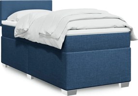 vidaXL Κρεβάτι Boxspring με Στρώμα Μπλε 90x200 εκ.Υφασμάτινο