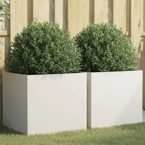 VidaXL Ζαρντινιέρες 2 τεμ. Λευκές 49x47x46εκ. από Χάλυβα