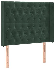 vidaXL Κρεβάτι Boxspring με Στρώμα &amp; LED Σκ. Πράσινο 90x200 εκ Βελούδο