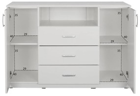 Μπουφές ADLER με 2 Ντουλάπια και 3 Συρτάρια Λευκό 120x45x85Y εκ. 120x45x85 εκ.