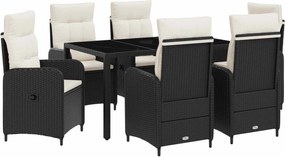 vidaXL Σετ Εξωτερικής Τραπέζης 7 pcs Μαύρο και Κρεμ Λευκό