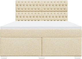 vidaXL Κρεβάτι Boxspring με Στρώμα Κρεμ 180x200 εκ. Υφασμάτινο
