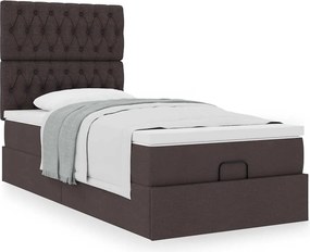 vidaXL Οθωμανικό κρεβάτι με στρώμα σκούρο καφέ 100x200cm ύφασμα
