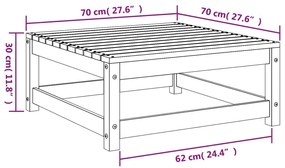 Υποπόδιο Κήπου Καφέ 70 x 70 x 30 εκ. από Μασίφ Ξύλο Πεύκου - Καφέ