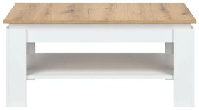 Τραπεζάκι σαλονιού Orlando AF118, Δρυς, Άσπρο, 47x68x102cm, 23 kg, Πλαστικοποιημένη μοριοσανίδα, Γωνιακό | Epipla1.gr