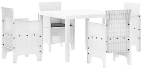 vidaXL Σέτ φαγητού για κήπο 5 pcs Λευκό Rattan Polt