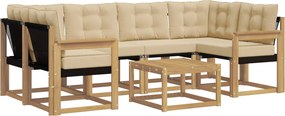 vidaXL Σειρά Καναπέ Εξωτερικού με μαξιλάρι 7 pcs Λευκό και Μπεζ