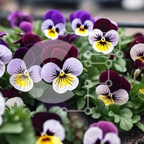 Intra Συλλεκτικό Ξύλινο Παζλ Plywood 4mm - Πολύχρωμα λουλούδια πανσών σε έναν κήπο Σε Ξύλινο Κουτί - Διαστάσεις: 10x10 cm – 25 κομμάτια