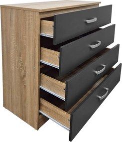 Συρταριέρα Athos pakoworld σε sonoma-ανθρακί απόχρωση 80x40x79εκ