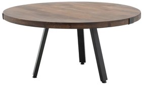 Coffee table Zenith solid pine wood 35mm walnut D80x39cm 80x80x39 εκ.