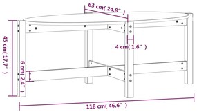 Τραπεζάκι Σαλονιού Καφέ Μελί 118x63x45 εκ. Μασίφ Ξύλο Πεύκου - Καφέ