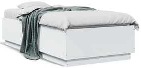 vidaXL Πλαίσιο Κρεβατιού με LED Λευκό 90 x 190 εκ. από Επεξ. Ξύλο