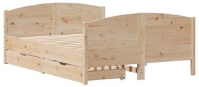 vidaXL Σκελετός Κρεβατιού Χωρίς Στρώμα 135x190 εκ Μασίφ Ξύλο Πεύκου