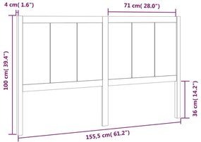 vidaXL Κεφαλάρι Κρεβατιού 155,5 x 4 x 100 εκ. από Μασίφ Ξύλο Πεύκου