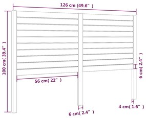 Κεφαλάρι Κρεβατιού Μαύρο 126 x 4 x 100 εκ. Μασίφ Ξύλο Πεύκου - Μαύρο