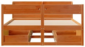 Σκελετός Κρεβ. Χωρίς Στρώμα Καφέ Κεριού 135x190 εκ Μασίφ Πεύκο 3307139