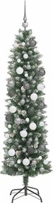 vidaXL Τεχνητό Λεπτό Χριστουγεννιάτικο Δέντρο Πράσινο και Λευκό 180 cm