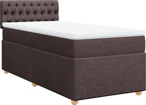 vidaXL Κρεβάτι Boxspring με Στρώμα Σκούρο Καφέ 90x190 εκ. Υφασμάτινο