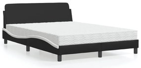 vidaXL Κρεβάτι με Στρώμα Μαύρο/Λευκό 140x200 εκ. από Συνθετικό Δέρμα