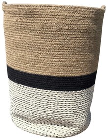 Καλάθι Cotton Rope φυσικό μαύρο 35x45 εκ.