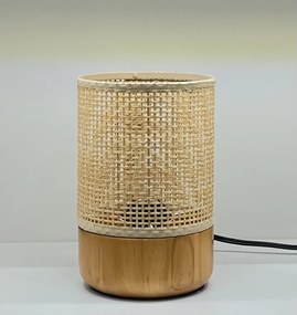 Επιτραπέζιο Φωτιστικό D15cm 1xE27 Ξύλινη Βάση-Ψάθινο Καπέλο Etoile LM-415