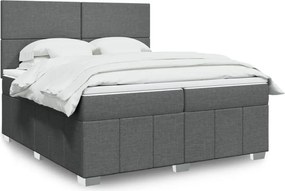 vidaXL Κρεβάτι Boxspring με Στρώμα Σκούρο Γκρι 200x200 εκ. Υφασμάτινο