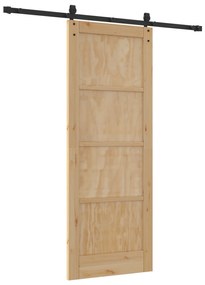 vidaXL Συρόμενη Πόρτα  με Σετ Εξαρτημάτων 78x202 εκ Συμπαγές Ξύλο Πεύκου